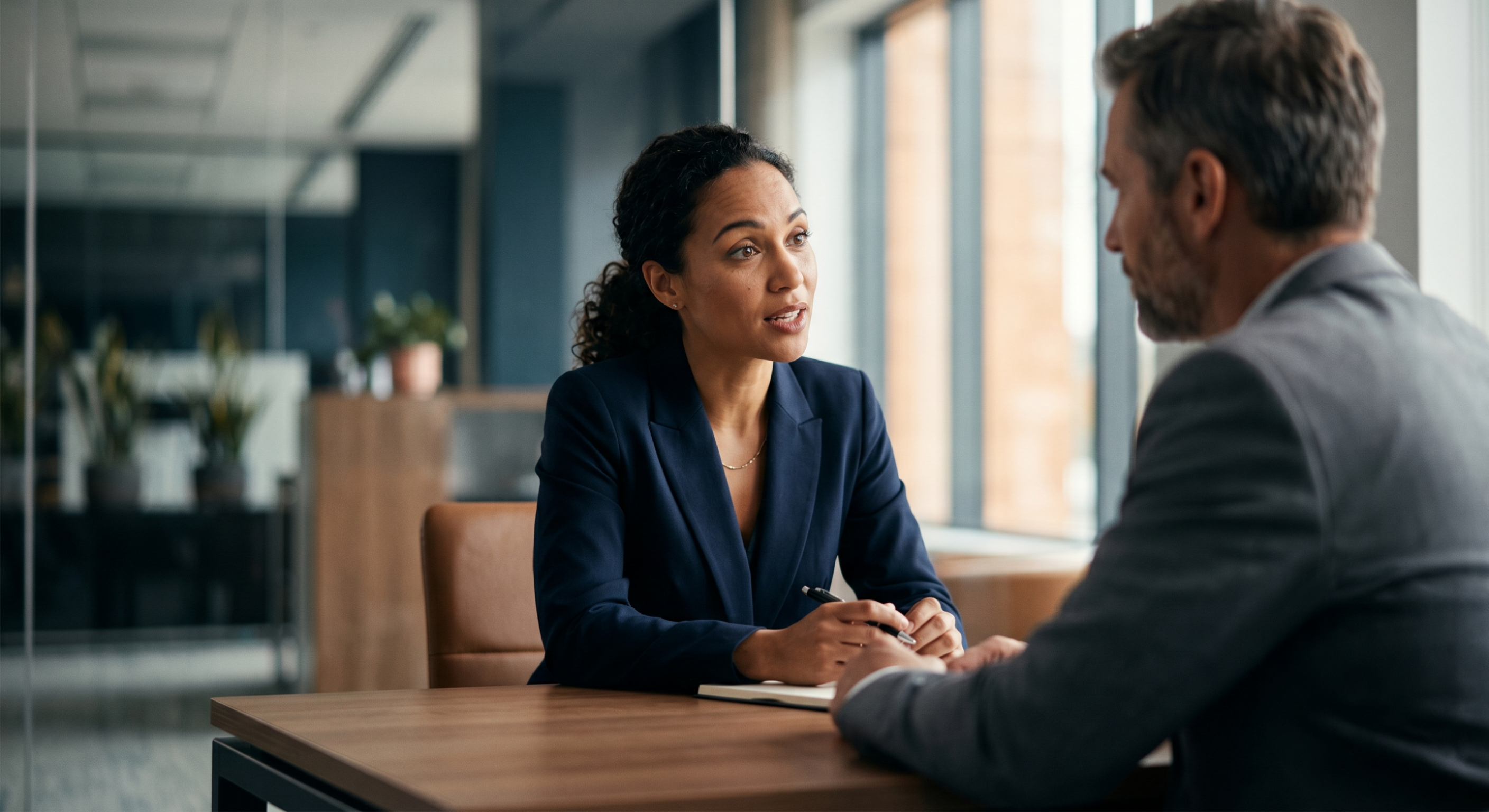 Manager giving direct feedback to an underperforming employee in a one-on-one meeting